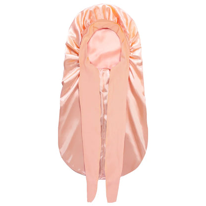Women Extra Large Hair Long Silk Bonnet Cap & Elastic Satin Hair Band Comfortable Head Cover Night Sleep Hat for Sleeping Shower