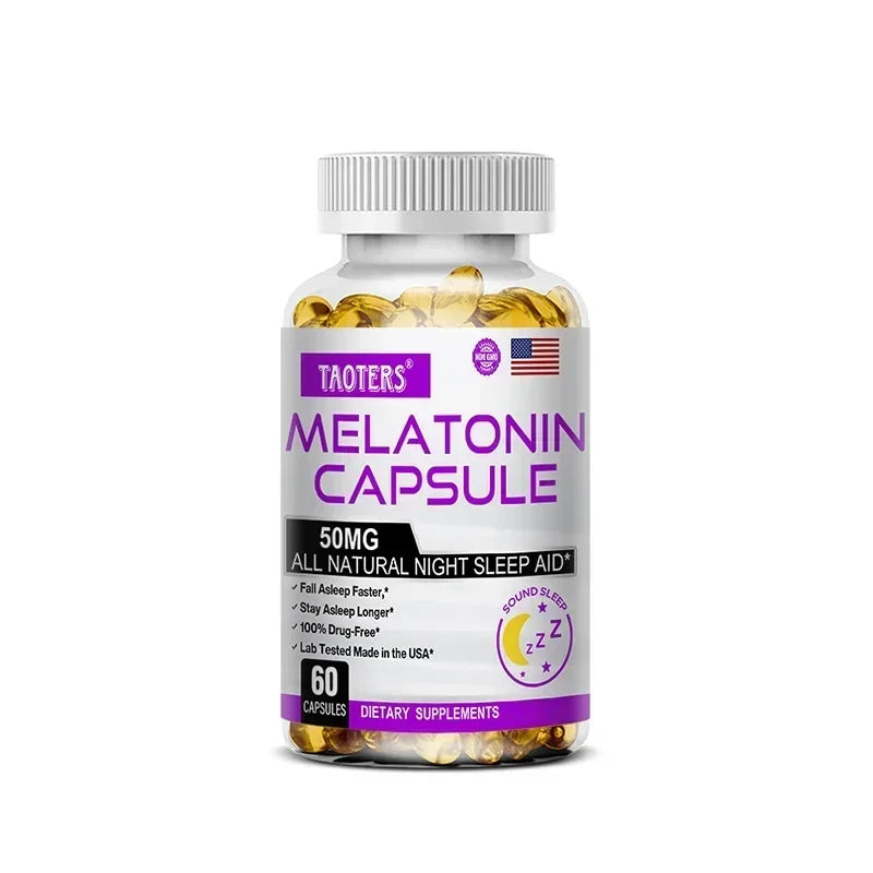 Melatonin Capsules 50mg - Promote Falling Asleep Quickly, Calm The Mind, Natural Sleep Aid Supplement