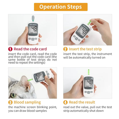 Glucose Monitoring Kit for Dogs & Cats, Pet Blood Sugar Monitor with Pain-Free & Easy Shuttle, No-Coding Kits with 50 Strips