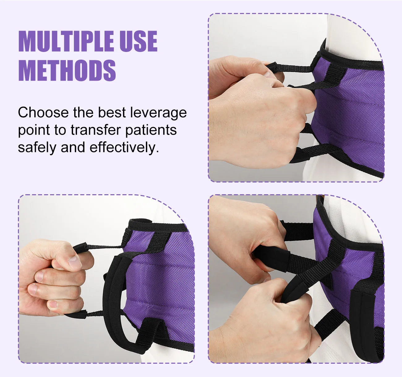 Rhino Valley Gait Belt Transfer Belt for Senior with 7 Handles Anti-Slip Transfer Belt for Elderly Lift Belt with Quick Release