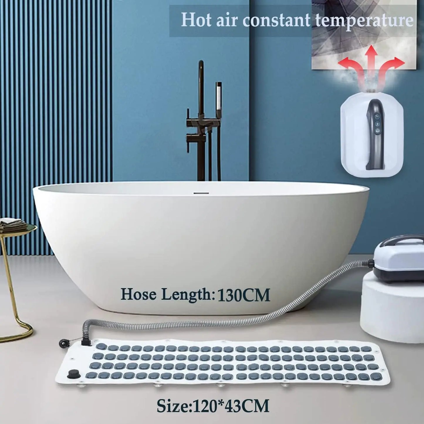 Electric Bubble Massage Mat - Waterproof & Anti-Slip Full Body Spa Mat for Bathtub with Wireless Remote Control (Home Relaxation