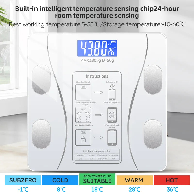 Smart Body Fat Scale for body management and fat loss, smart mode, Bluetooth body fat scale, home weight scale, ultra-precis