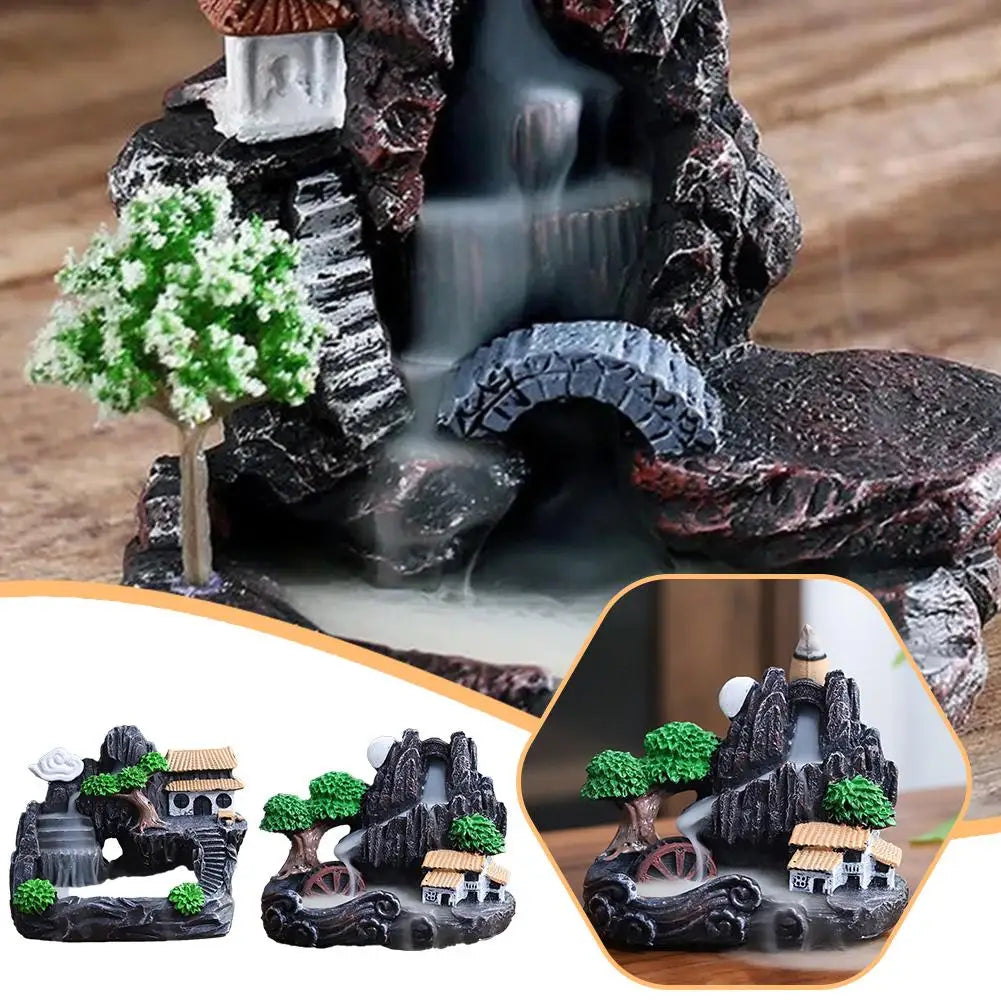 Backflow Incense Holder Waterfall Incense Burner Home Decor Aromatherapy Ornament Incense Cones with Backflow Incense Cones