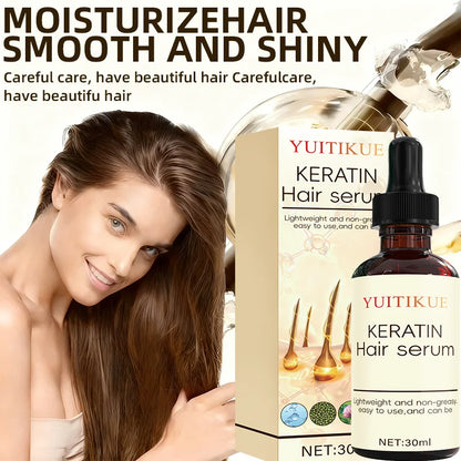 YUITIKUE Keratin Hair Serum 30ml - Smooth Hair Essence Moisturizing Repair Hair Strengthening Hair Root Hair g Care