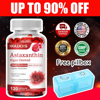 Premium Natural Astaxanthin Supplement, Support Blood Flow, Reduces Oxidative Stress & Healthy Cholesterol, Overall Vitality