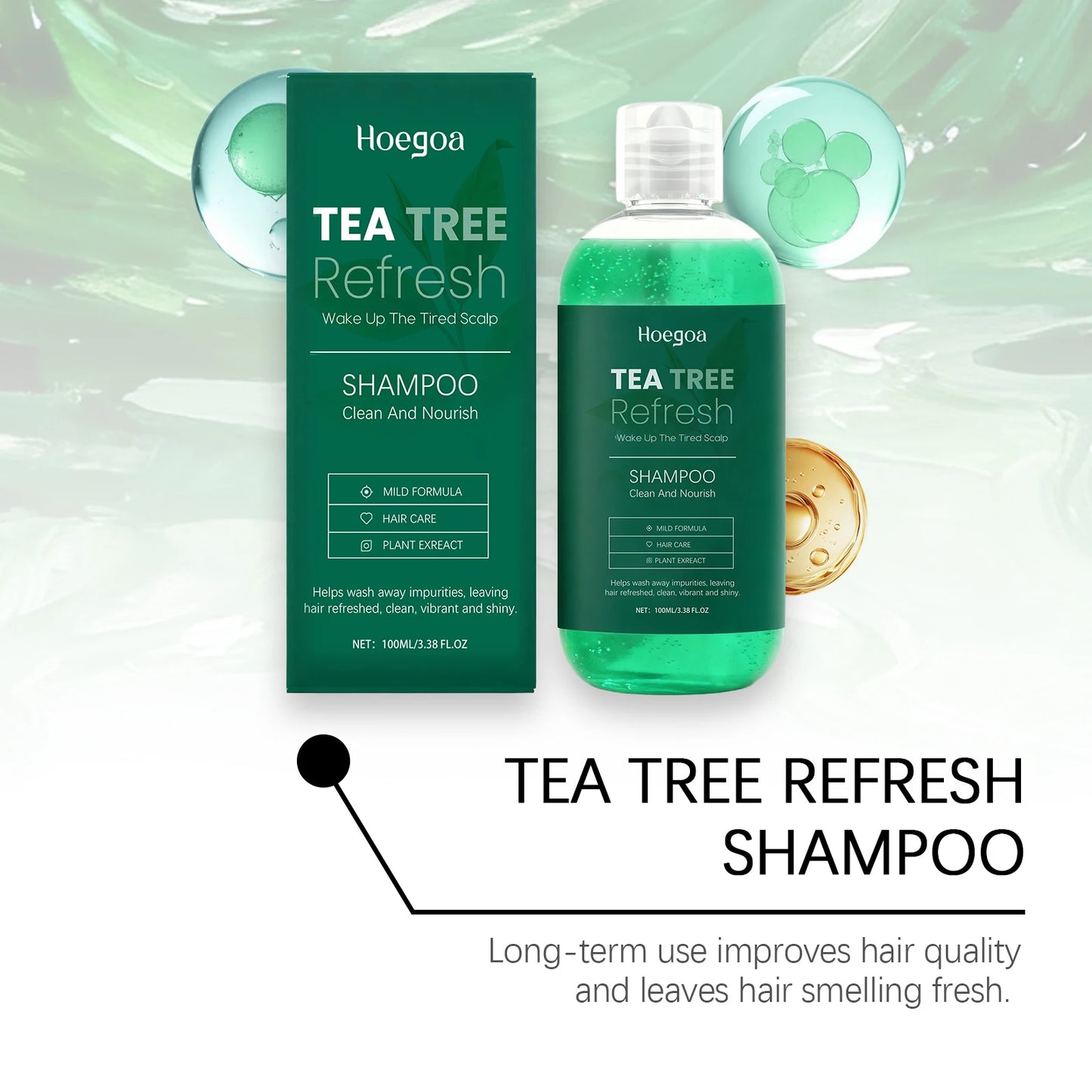 Tea Tree Shampoo Oil Control Cleaning Hair Nourishing Refresh Scalp Strengthen Hair Roots Reduce Dryness Anti Frizz Hair Care