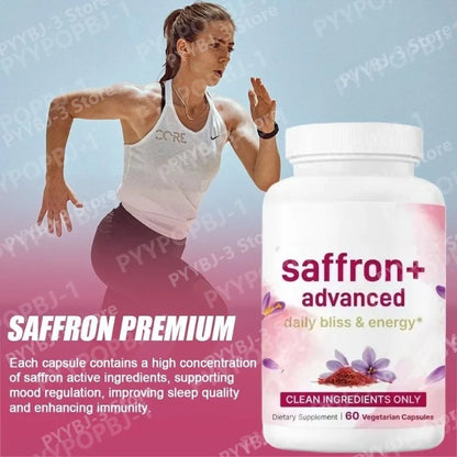 Saffron Capsule with Saffron,Turmeric Plant-Based Extract and Vitamin,Magnesium Daily Health Support 10-in-1 Supplement 60 Count