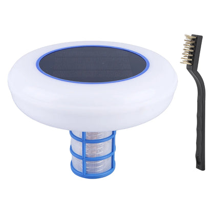 Solar Powered Pool Ionizer 7-Colored LED Night Light Copper Pool Ionizer Copper Pool Cleaner for Fresh & Salt Water Pools & Spas