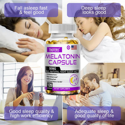 Melatonin Capsules 50mg - Promote Falling Asleep Quickly, Calm The Mind, Natural Sleep Aid Supplement