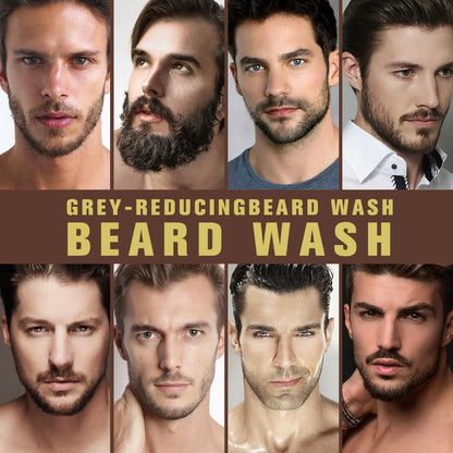 Grey-Reducing Beard Wash Nourishes and Softens Beard Hair Cleaning Facial Hair Prevent Damage and Dryness Men Beard Care 118g