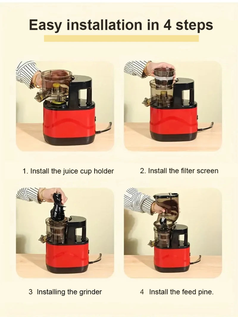 【EU Plug】 Household Large-diameter High-power Juicer Multi Functional Juicer with Residue Separation Function