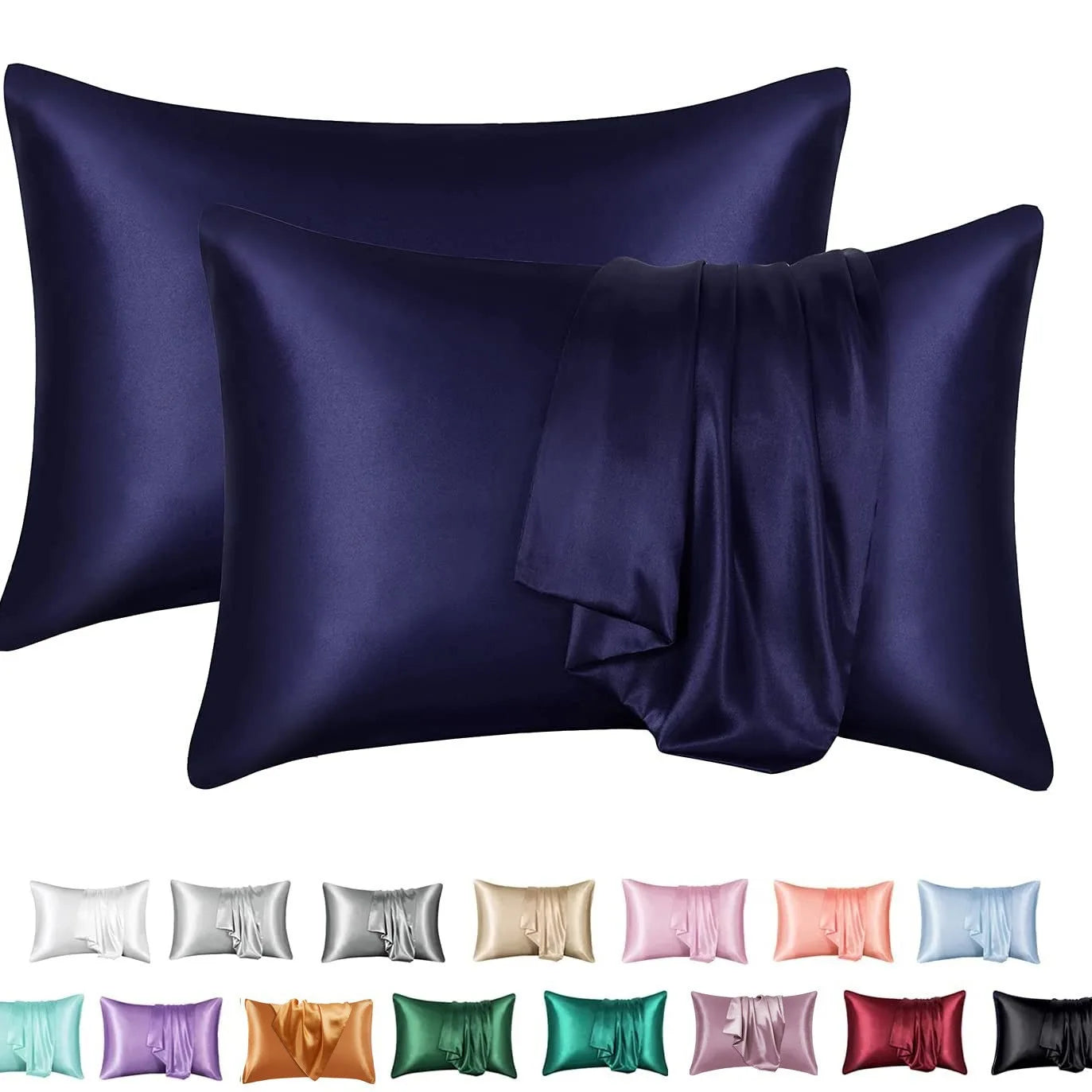2pcs Satin Pillowcase for Skin and Hair, Satin Pillow Cases Set of 2 Soft Breathable Smooth Cooling Pillow Covers for Sleeping