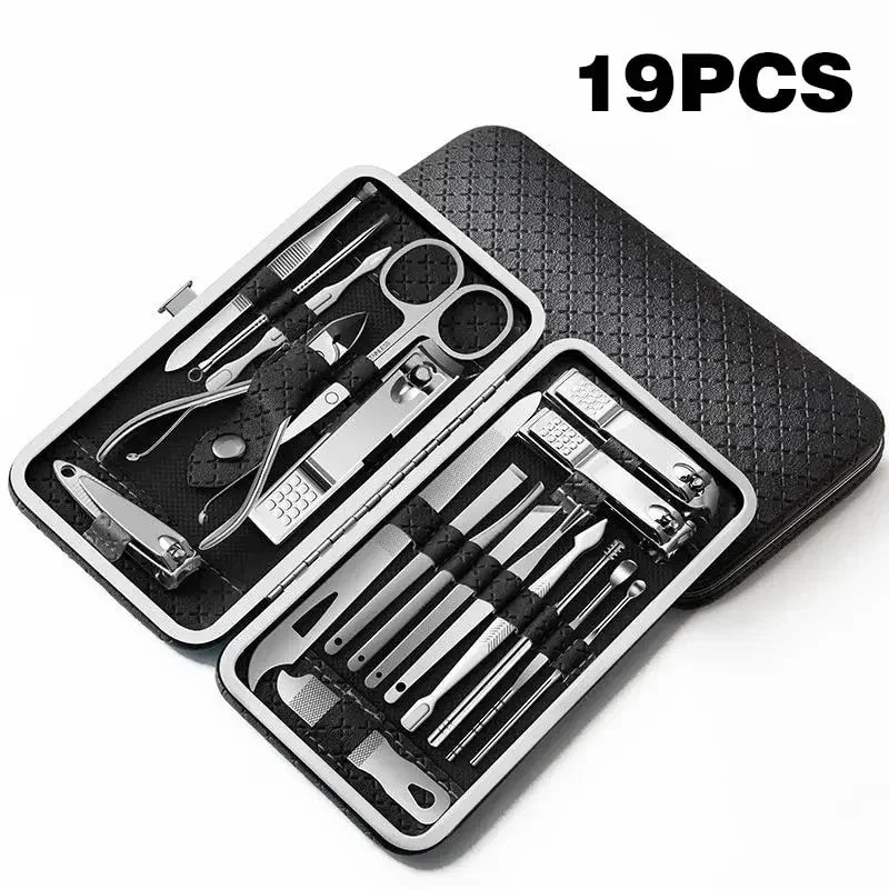 Nail Cutter Set Grooming Tool Set With Portable Case Manicure Art Tool Nails Cut Stainless Steel Nail Clippers Set