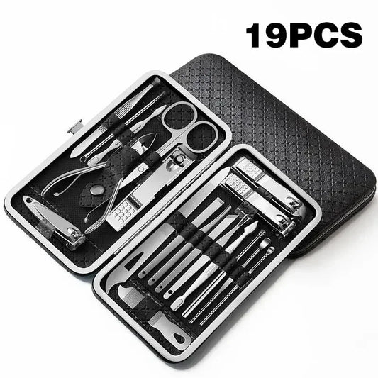Nail Cutter Set Grooming Tool Set With Portable Case Manicure Art Tool Nails Cut Stainless Steel Nail Clippers Set