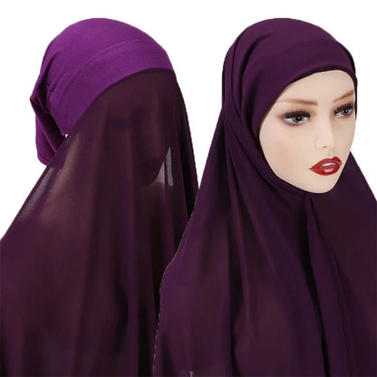 Stylish Muslim Women Bonnet with Rope Shawl Convenient Elastic Underscarf Islam Inner Hijab Cover Headwrap N58F