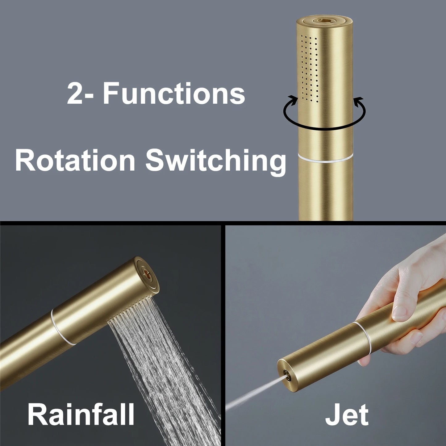 M Boenn 5 Functions Lover Shower Set 35*12 Inch Couple LED Shower Head Rainfall Smart Thermostatic Mixer Faucet Massage Body Jet