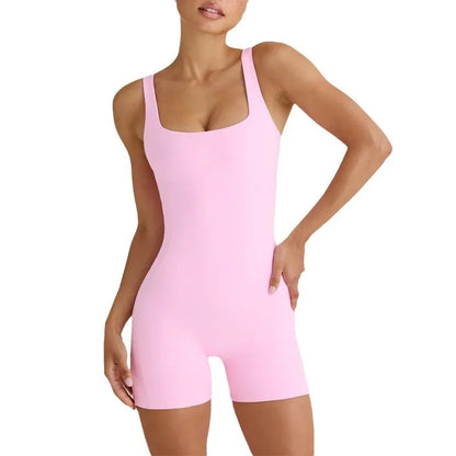 Backless Sports Jumpsuit Shorts Beautiful Back Fitness Train Perspire Fitness Yoga Clothes High Elasticity Waist Cinching Hip