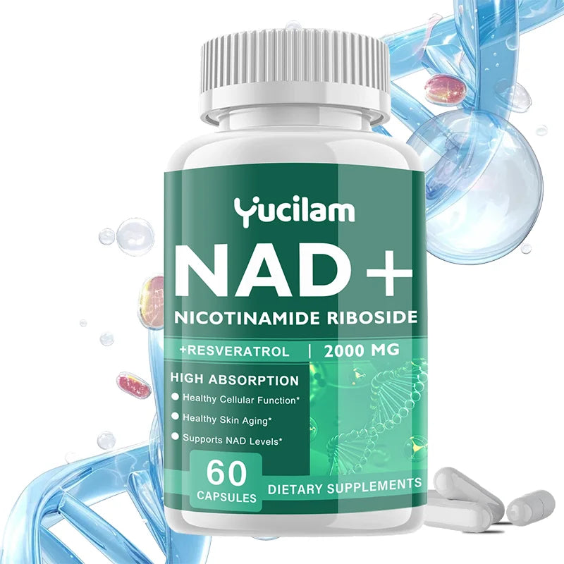 NAD+ Resveratrol Supplement - Anti-Aging, Energy Boost, Cell Repair, Skin Health, Brain Cognition - Provides Sustained Vitality