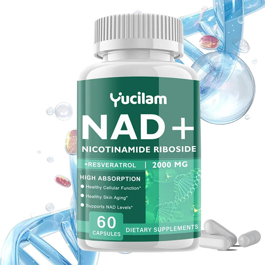 NAD+ Resveratrol Supplement - Anti-Aging, Energy Boost, Cell Repair, Skin Health, Brain Cognition - Provides Sustained Vitality
