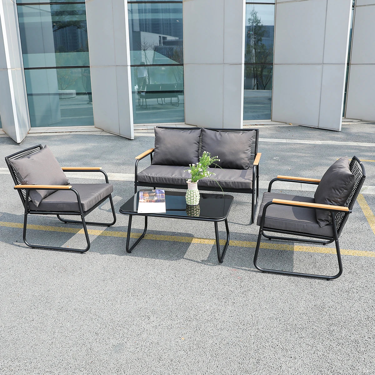 Traditional Outdoor Patio Furniture Set Indoor/Outdoor Balcony Courtyard Garden Sofa Wicker Rattan Material Gazebo Furniture