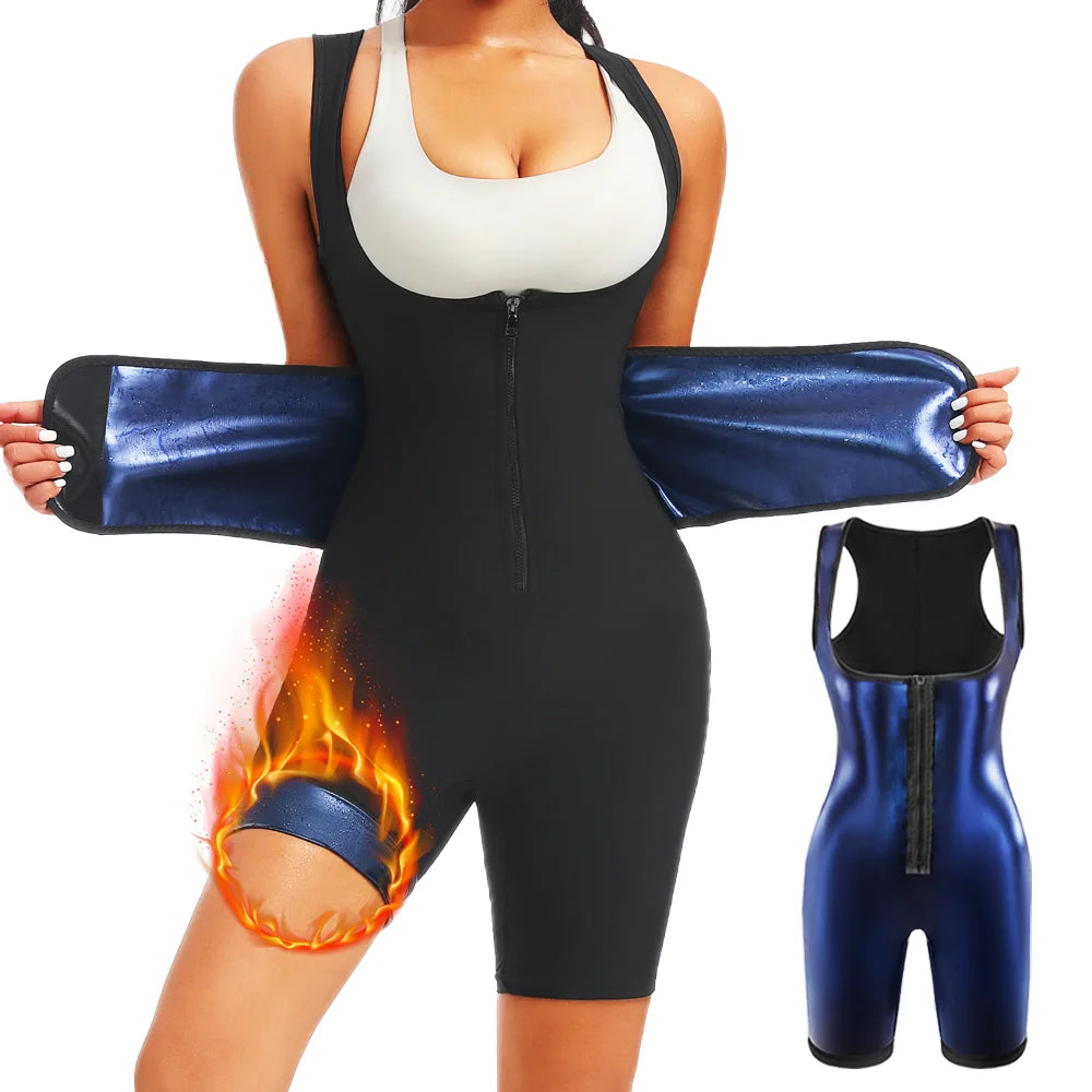 Women Body Shaper Sleeveless Tops Bodysuits Weight Loss Jumpsuit Waist Trimmer Corsets Gym Belly Slimming Shapewear Fat Burning