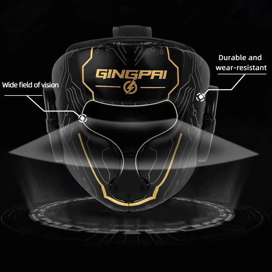 Boxing Headgear for Men Women Muay Thai MMA KickBoxing Safety Head Guard Sparring Closed Type Head gear with Full Face Coverage