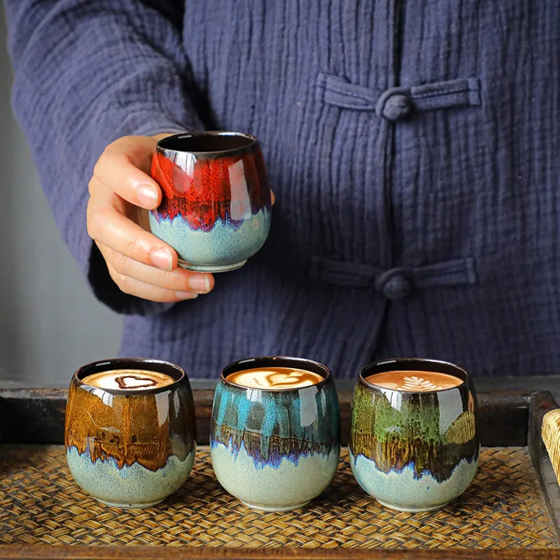 Small Espresso Mug Shot Glass, MasterKung Fu Tea Coarse Ceramic, Espresso Coffee Cups, Color Matching, Fambe,Italian, 80ml
