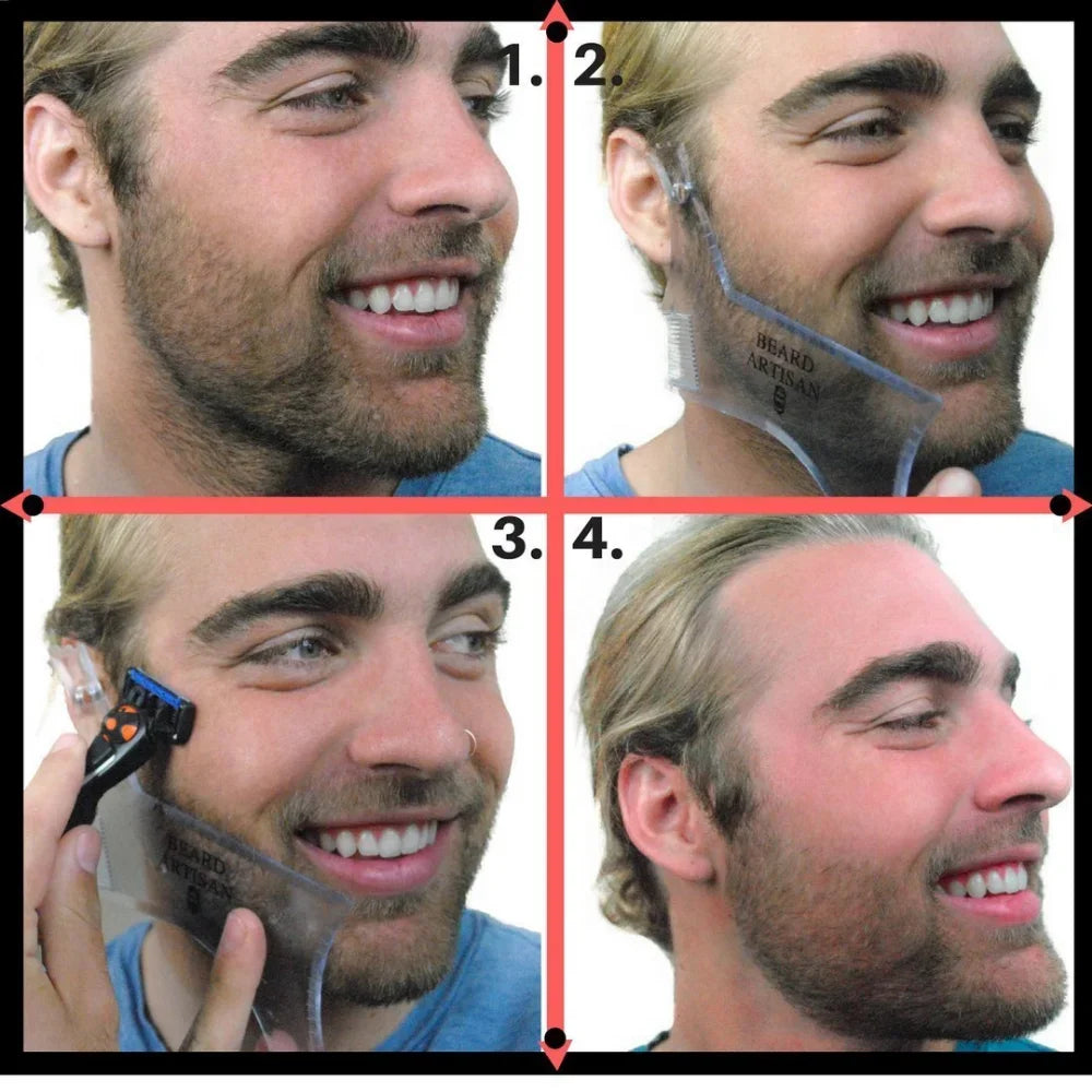 Beard Care Set Beard Styling Comb Beard Tracing Pen with Sharpener Folding Comb Manual Shaver Small Scissors