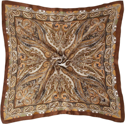 1 Pcs 27.5 Inches Satin Head Scarf Silk Like Hair Scarf Stain Bandana Hair Wrap Neck Scarf for Women(Brown)