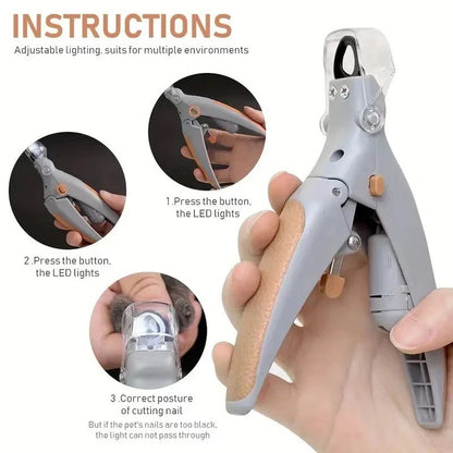 LED Nail Clippers for Pets Cats and Dogs with Polishing and Cleaning Supplies