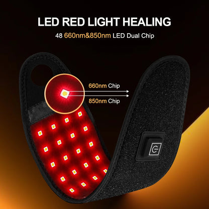 Red Light Therapy Sports Wrist Wraps 660nm 850nm 48 lamp Infrared Belt Support Brace Wrist Protector Promote Blood Circulation