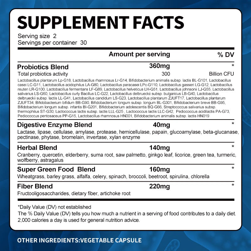 BEWORTHS 300 Billion CFU Probiotic Supplement Supports Digestion, Immunity and Upper Respiratory Health Promoting Digestion
