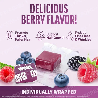 Hair Vitamins Soft Chews with Biotin & Vitamins C E for Women and Men , Berry Flavor,60 Pieces Per Bag