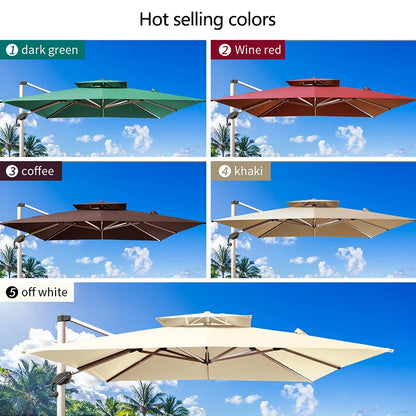 Patio Umbrella10ft Cantilever  Modern Style Aluminum Frame Wind Resistant Garden Umbrellas With 360°Rotation Parasols Outdoor