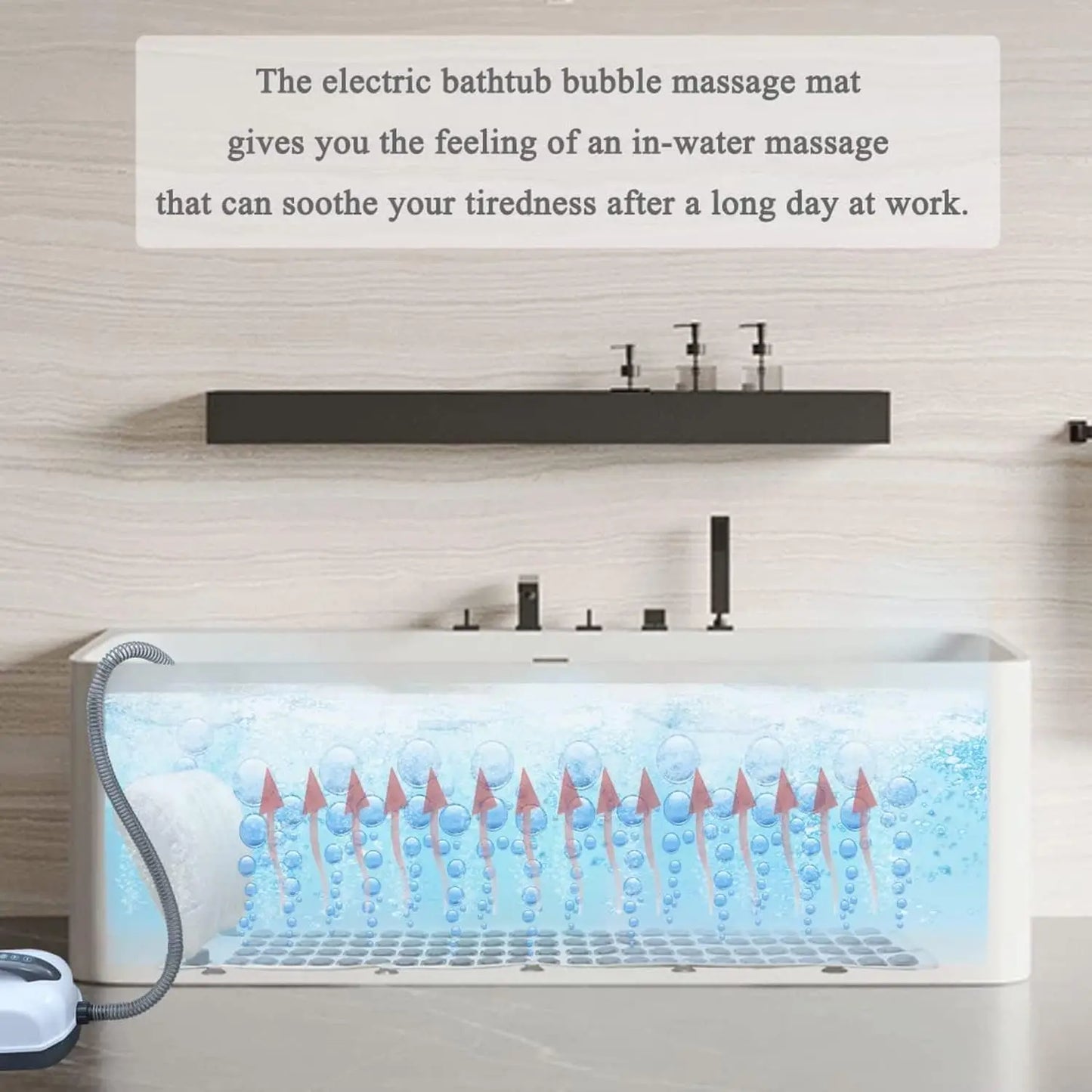 Electric Bubble Massage Mat - Waterproof & Anti-Slip Full Body Spa Mat for Bathtub with Wireless Remote Control (Home Relaxation