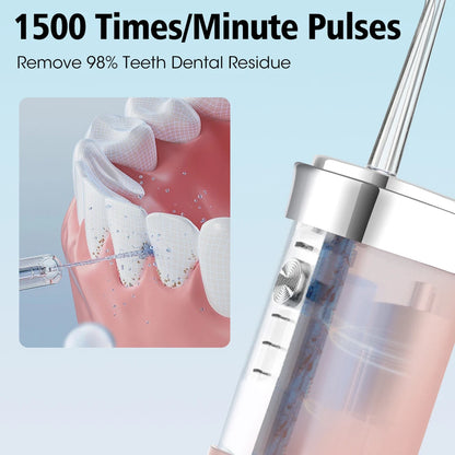 Electric Portable Oral Irrigator Cordless Water Flosser Teeth Pick for Home Travel Teeth Whitening Oral Care 1500rpm Water Jet
