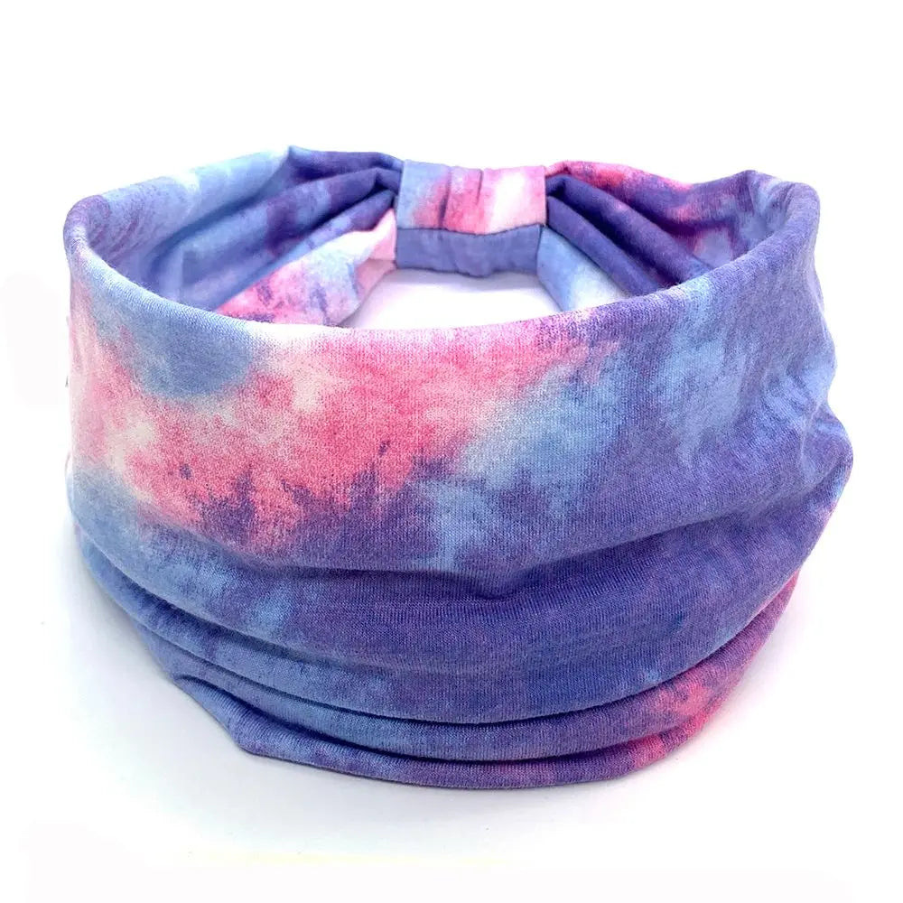 Hair Scarfs Boho for Women Girls Criss Cross Yoga Twist Headbands Sport Head Wraps Tie Dye Turban Wide Knotted Headbands
