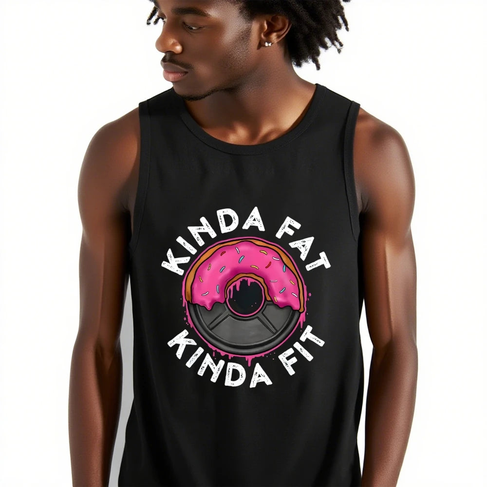 Kinda Fat Kinda Fit Graphic Vest Sleeveless Men Tank Tops Workout Gym T Shirt Fitness Tops For Training Gym Man Muscle Vest