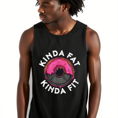Kinda Fat Kinda Fit Graphic Vest Sleeveless Men Tank Tops Workout Gym T Shirt Fitness Tops For Training Gym Man Muscle Vest