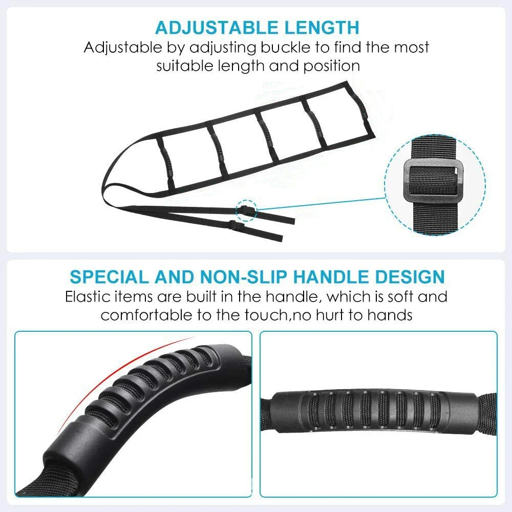 Elderly Get Up Aid Bed Ladder Assist Strap Disabled Get Up Assist Belt with Handrail Pull Up Sit Up Rope Ladder Lifting Assist