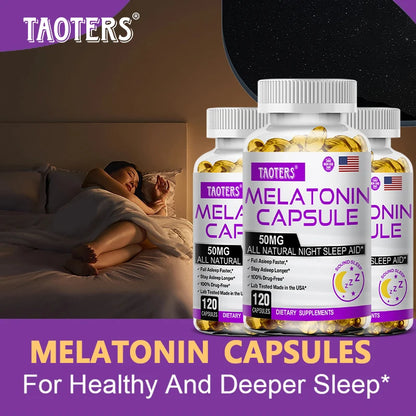 Melatonin Capsules 50mg - Promote Falling Asleep Quickly, Calm The Mind, Natural Sleep Aid Supplement