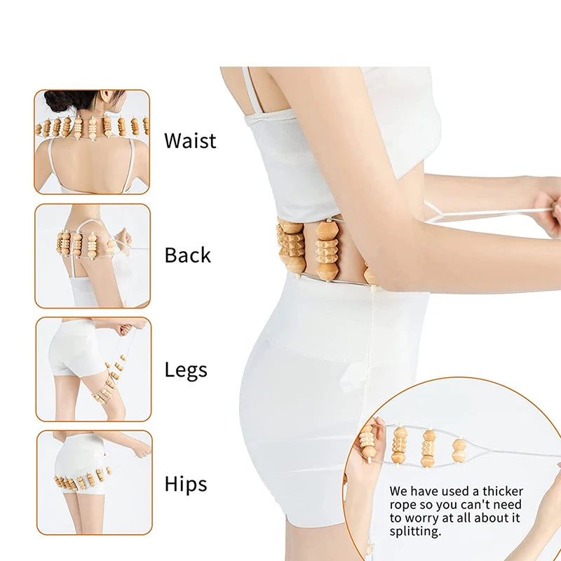 1/2pcs  Wooden Therapy Massage Tool Back Massager Roller Rope for Body Shaping Pain Relief Treatment