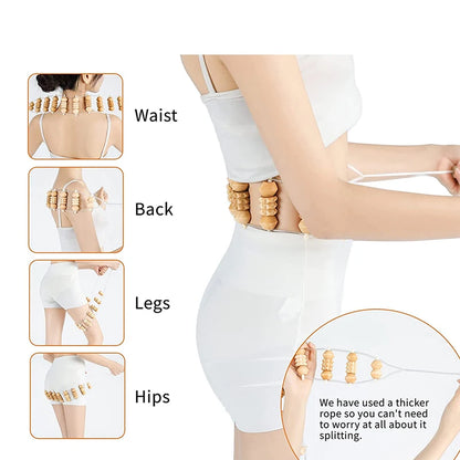 1/2pcs  Wooden Therapy Massage Tool Back Massager Roller Rope for Body Shaping Pain Relief Treatment