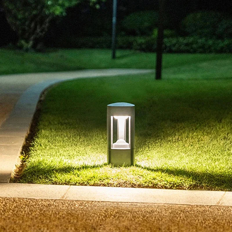Outdoor LED Bollard Landscape Light Black Garden Pathway Lighting Fixtures Floor Lawn Lamp for Pillar Driveway Patio Yard Decora
