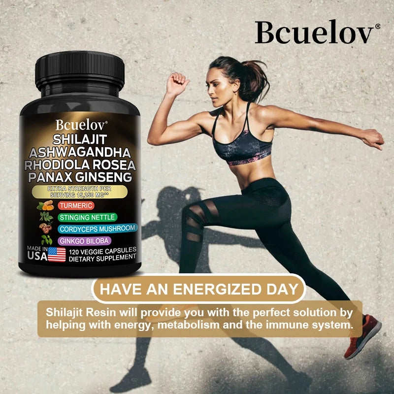 Shilajit Resin Himalaya Combination of Ashwagandha, Ginseng, Cordyceps, Ginkgo, Turmeric