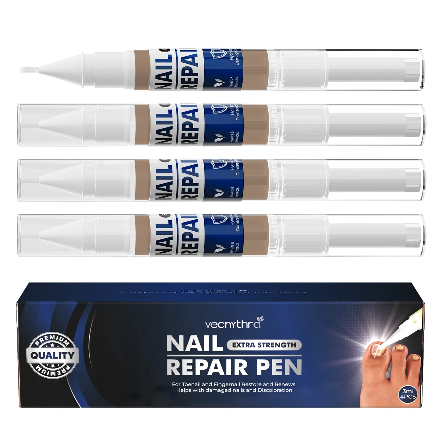 Nail Fungus Repair Essence Pen 3ml*4 Repair Fingernail 25%Undecylenic Acid Restores Appearance of Discolored Nail Foot Care Tool