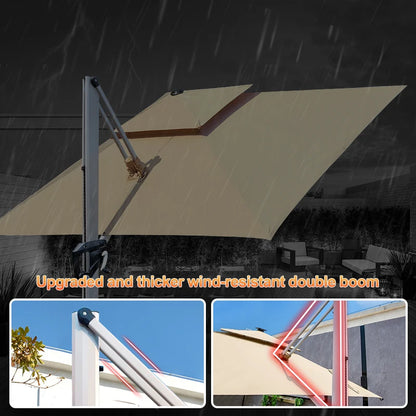 Patio Umbrella10ft Cantilever  Modern Style Aluminum Frame Wind Resistant Garden Umbrellas With 360°Rotation Parasols Outdoor
