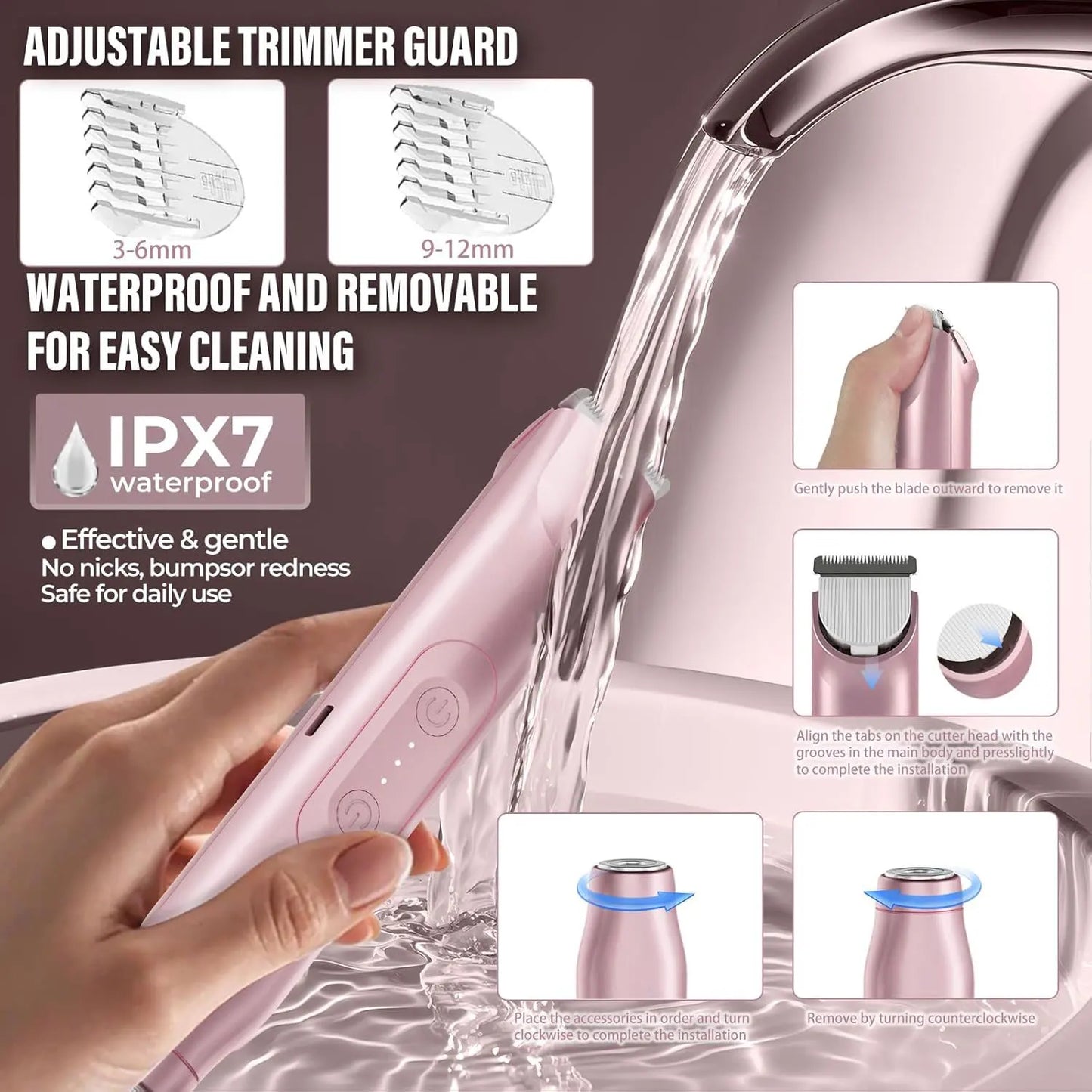 Electric Shaver for Women Female Epilator Electric Hair Removal 2 in 1 Woman's Razor for Body Legs Face Mustache Bikini Trimmer