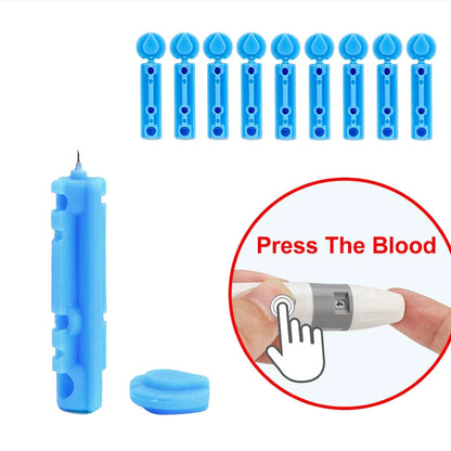 Lancet Pen Adjustable Depth Blood Sampling Glucose Test Pen for Diabetics Blood Collect 50pcs Lancing Device