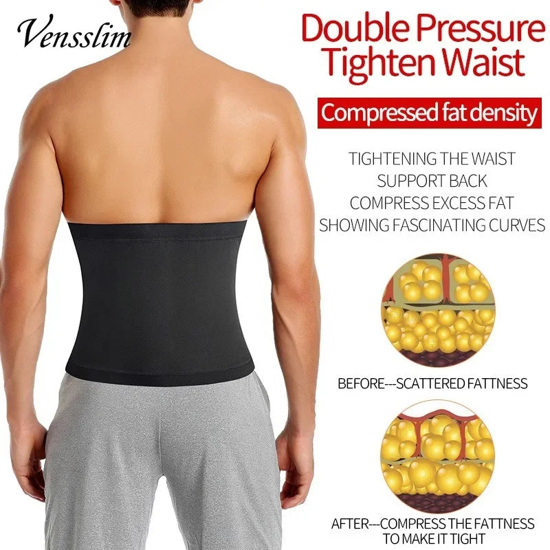 Vensslim Waist Trainer for Men Sauna Belt Slimming Belt Waist Trimmer Sweat Workout Body Shaper Fitness Faja Slim Shapewear